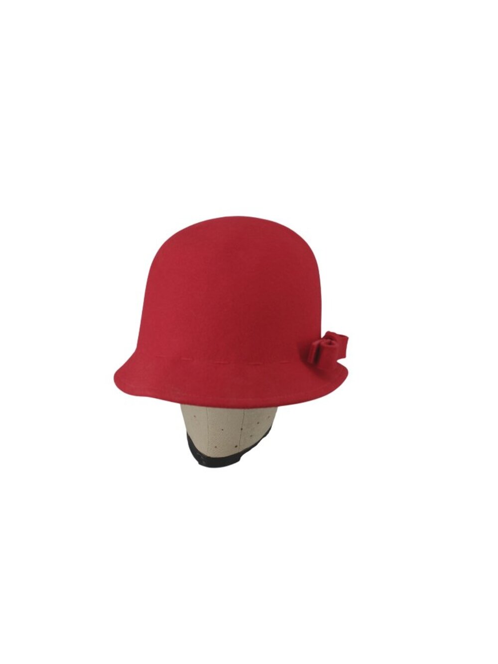 Ladies Blood Red Cloche Wool Felt Hat Brim Maroon Burgundy Wine 94779